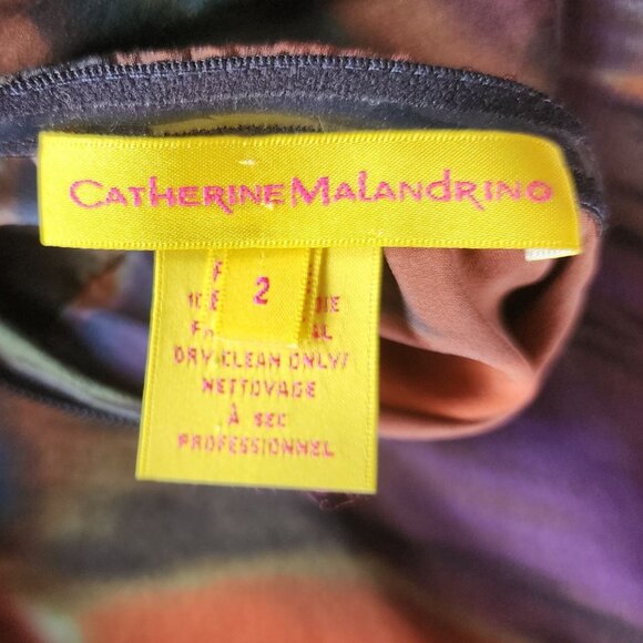 Catherine Malandrino Womens 2 Dress Silk Multicolor Abstract Cowl Neck Mini - Picture 8 of 11